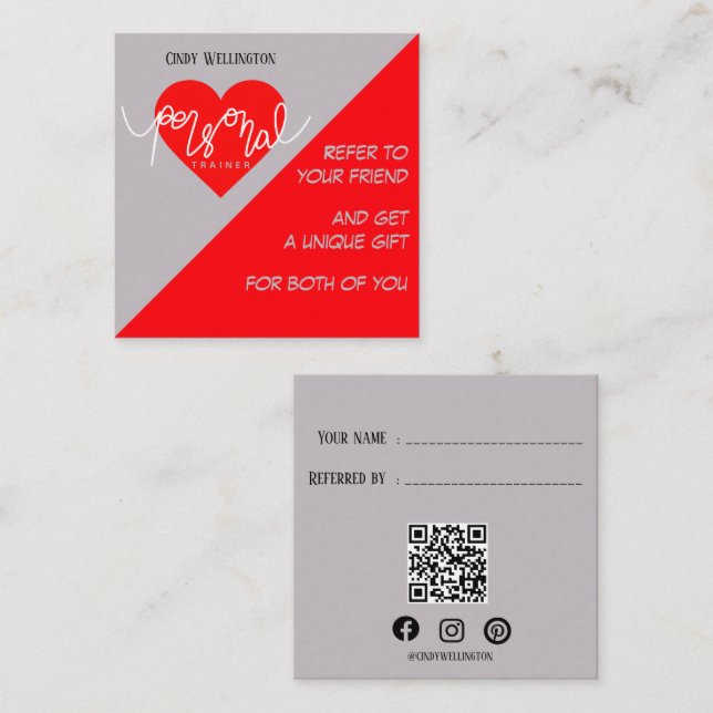 Heart Rate Personal Trainer Instructor Referral Card (Front/Back)