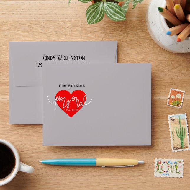 Heart Rate Professional Business Personal Trainer Envelope (Desk)