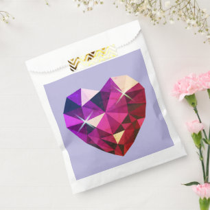 Heart Red and Purple Gemstone  Favour Bags