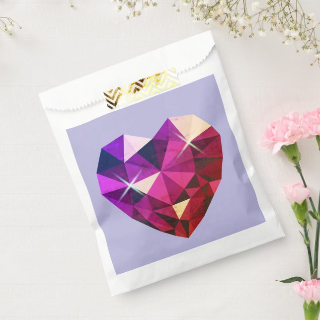 Heart Red and Purple Gemstone  Favour Bags (Sealed)