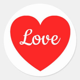 Heart Red And White Love Wedding, Party Sticker