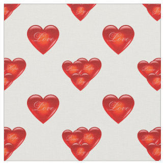 heart/red hearts/Love/Joy/Peace/Hope - white Fabric