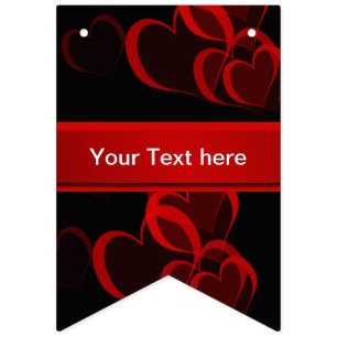 heart red in black text template bunting