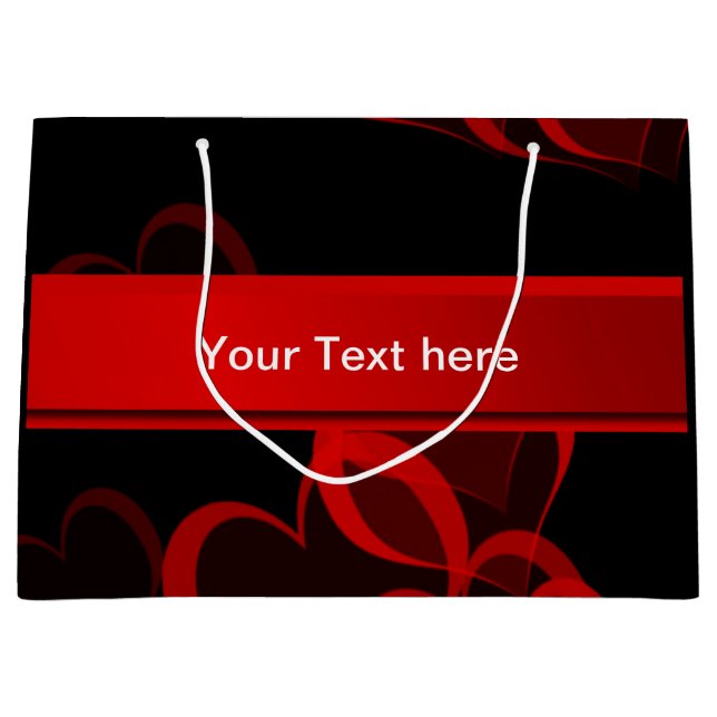 heart red in black text template large gift bag (Front)