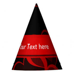 heart red in black text template party hat