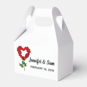 Heart Red Rose Valentine's Day Wedding Favour Boxe Box
