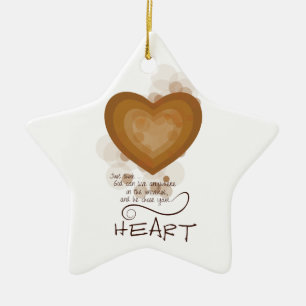 Heart Religious Encouragement, Grunge Ceramic Tree Decoration