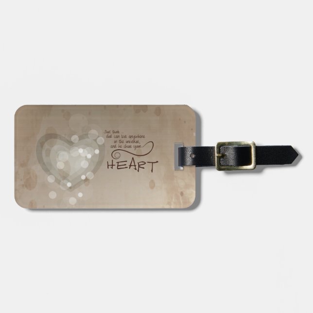 Heart Religious Encouragement, Grunge Luggage Tag (Front Horizontal)