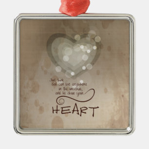 Heart Religious Encouragement, Grunge Metal Tree Decoration