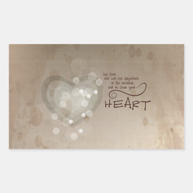Heart Religious Encouragement, Grunge Rectangular Sticker (Front)