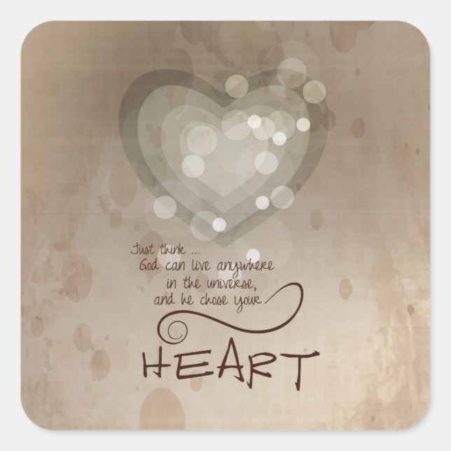 Heart Religious Encouragement, Grunge Square Sticker (Front)