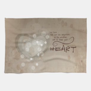 Heart Religious Encouragement, Grunge Tea Towel