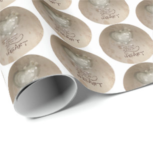 Heart Religious Encouragement, Grunge Wrapping Paper