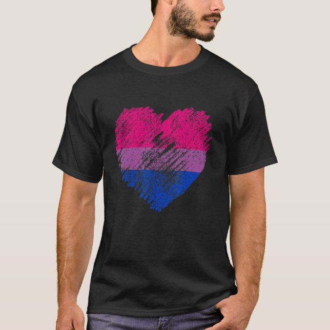 Heart Retro LGBT Pride Month Support LGBTQ Flag Bi T-Shirt (Front)