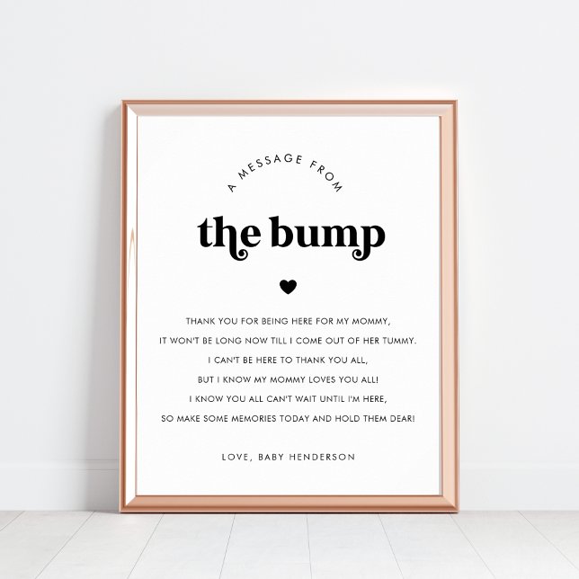 Heart Retro Script Message from the Bump 8x10 Sign (Creator Uploaded)