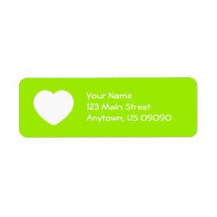 Heart Return Address Label (Lime Green)
