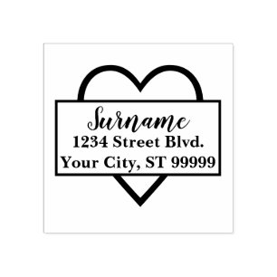 Heart Return Address Rubber Stamp