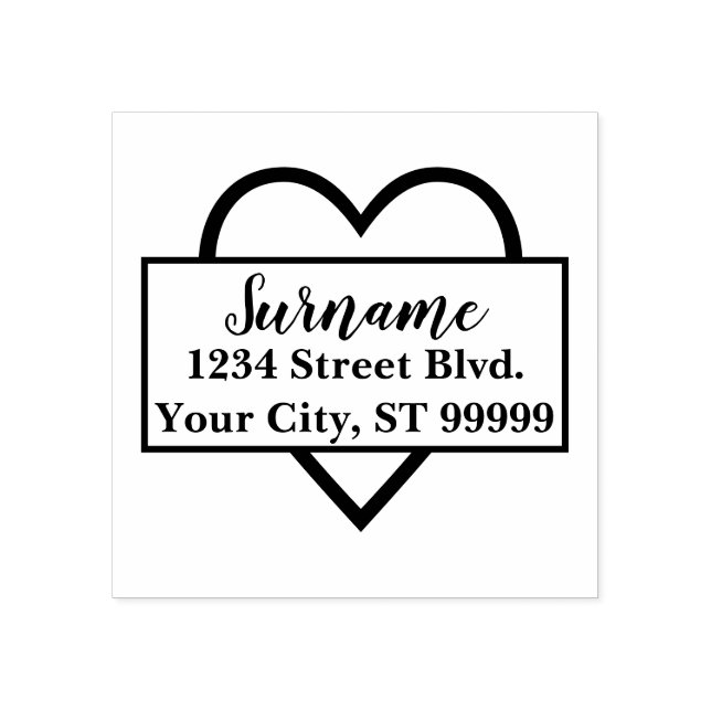 Heart Return Address Rubber Stamp (Imprint)