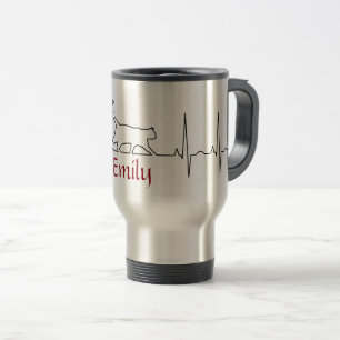 Heart rhythm EKG cute cat Travel Mug