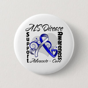 Heart Ribbon - ALS Disease Awareness 6 Cm Round Badge