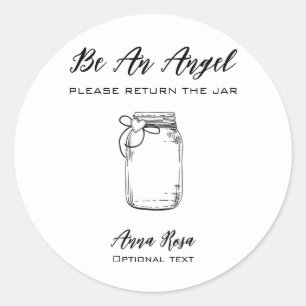 *~* Heart Ribbon AP30  Return jar Canning Mason   Classic Round Sticker