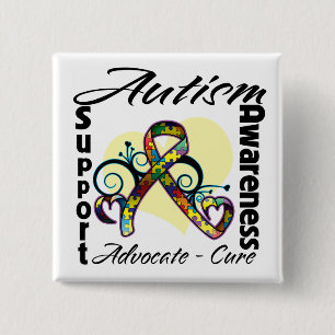 Heart Ribbon - Autism Awareness 15 Cm Square Badge