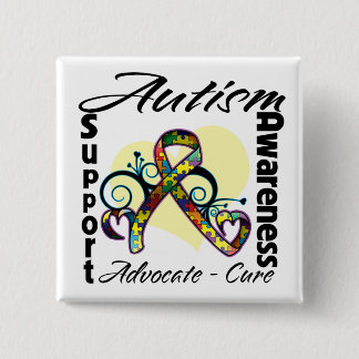 Heart Ribbon - Autism Awareness 15 Cm Square Badge