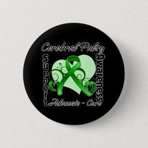Heart Ribbon - Cerebral Palsy Awareness 6 Cm Round Badge