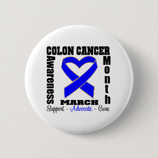 Heart Ribbon - Colon Cancer Awareness Month 6 Cm Round Badge