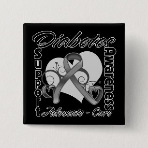 Heart Ribbon - Diabetes Awareness 15 Cm Square Badge