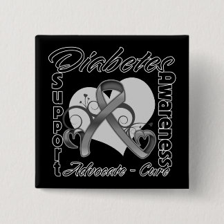 Heart Ribbon - Diabetes Awareness 15 Cm Square Badge
