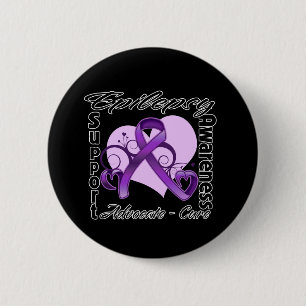 Heart Ribbon - Epilepsy Awareness 6 Cm Round Badge