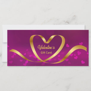 Heart Ribbon Gold Purple Valentine's Day Gift Card