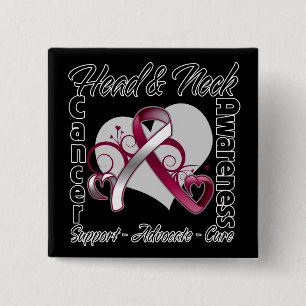 Heart Ribbon - Head and Neck Cancer Awareness 15 Cm Square Badge
