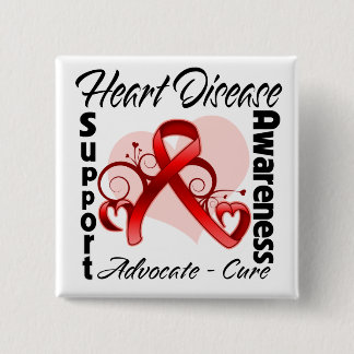 Heart Ribbon - Heart Disease Awareness 15 Cm Square Badge