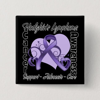 Heart Ribbon - Hodgkins Lymphoma Awareness 15 Cm Square Badge