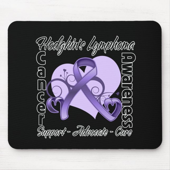 Heart Ribbon - Hodgkins Lymphoma Awareness Mouse Mat (Front)