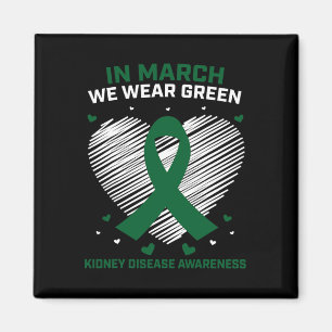 Heart Ribbon In March We Wear Green Kidney Disease Magnet