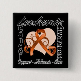 Heart Ribbon - Leukaemia Awareness 15 Cm Square Badge