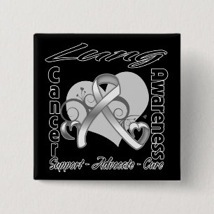 Heart Ribbon - Lung Cancer Awareness 15 Cm Square Badge