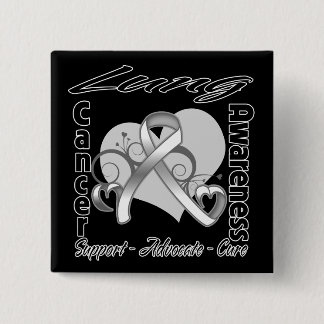 Heart Ribbon - Lung Cancer Awareness 15 Cm Square Badge