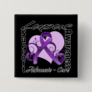 Heart Ribbon - Lupus Awareness 15 Cm Square Badge
