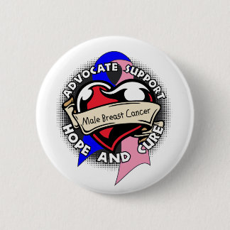 Heart Ribbon - Male Breast Cancer 6 Cm Round Badge