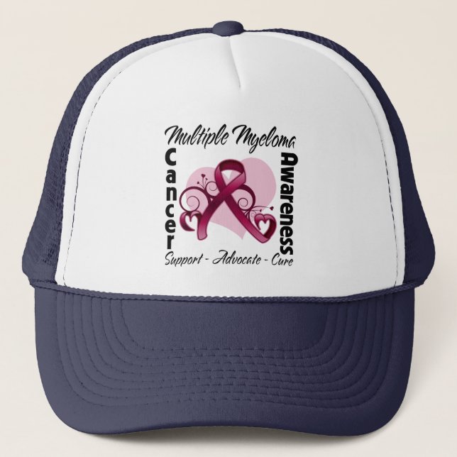 Heart Ribbon - Multiple Myeloma Awareness Trucker Hat (Front)