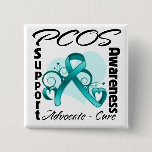 Heart Ribbon - PCOS Awareness 15 Cm Square Badge