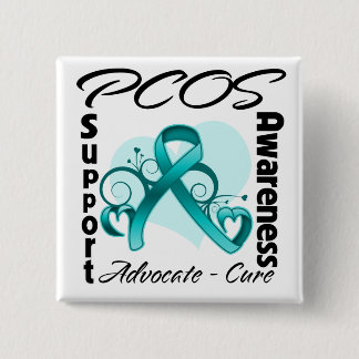 Heart Ribbon - PCOS Awareness 15 Cm Square Badge