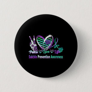 Heart Ribbon Rose Peace Love Mental Health Suicide 6 Cm Round Badge