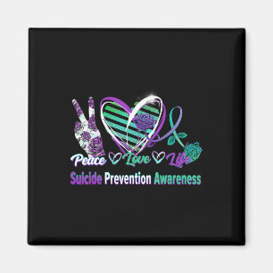 Heart Ribbon Rose Peace Love Mental Health Suicide Magnet