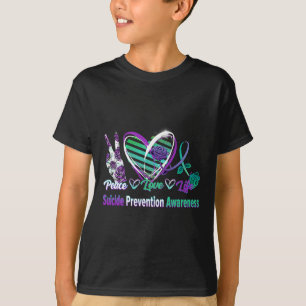 Heart Ribbon Rose Peace Love Mental Health Suicide T-Shirt
