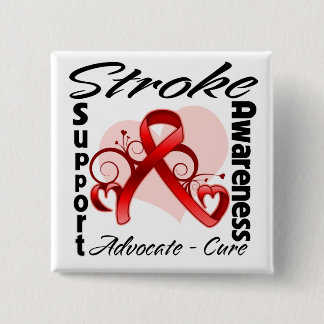 Heart Ribbon - Stroke Awareness 15 Cm Square Badge